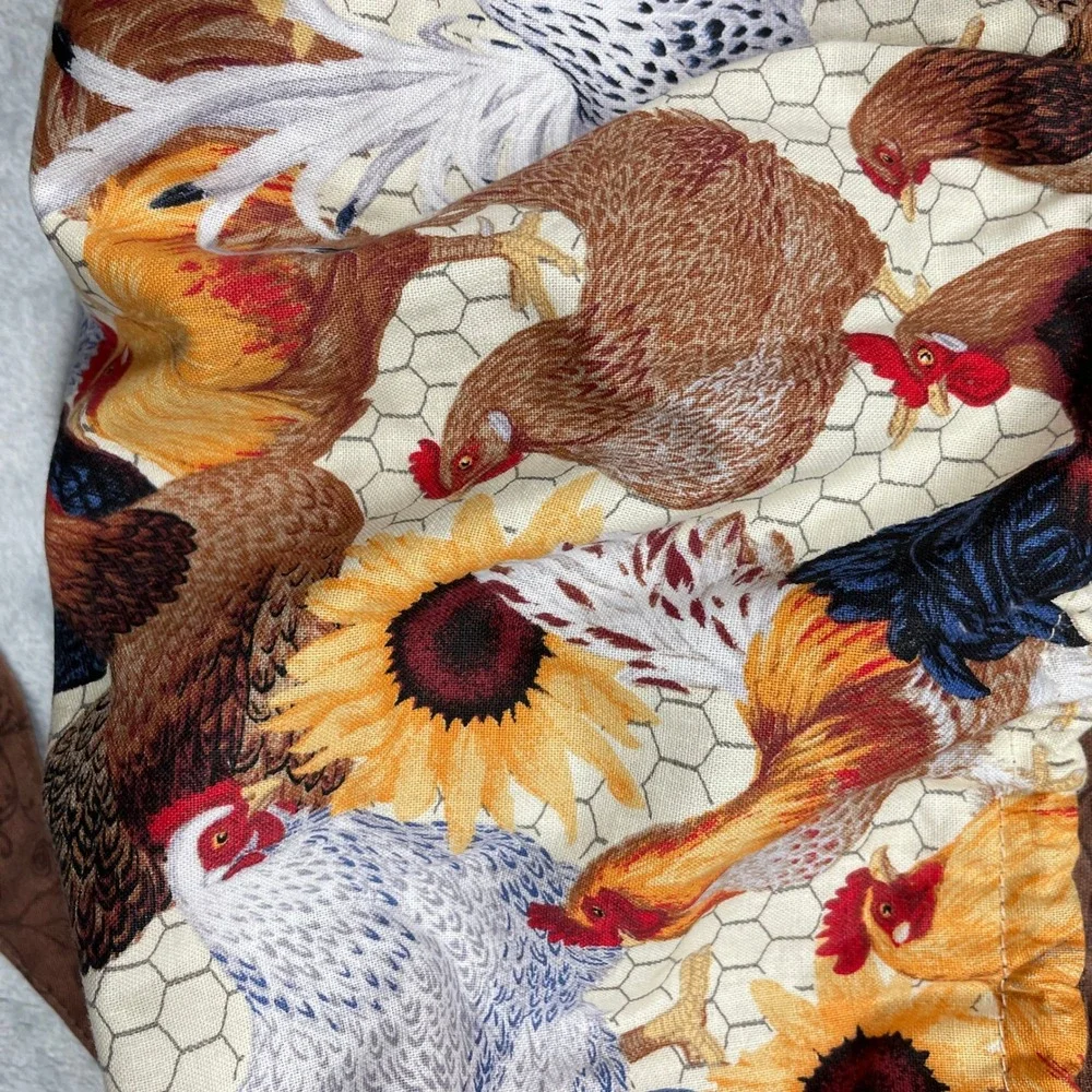 Chicken Sunflower Apron Waist Egg Gathering Pouch Farmhouse Country Garden Cute